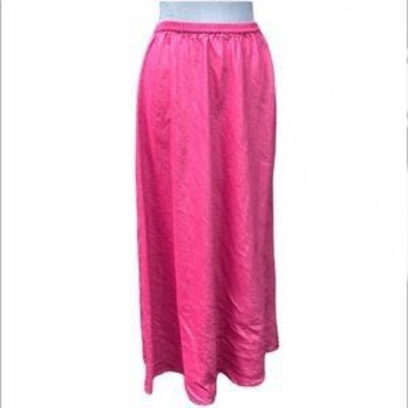 EILEEN Fisher Pink Linen / Silk Maxi Skirt Medium - Picture 1 of 7